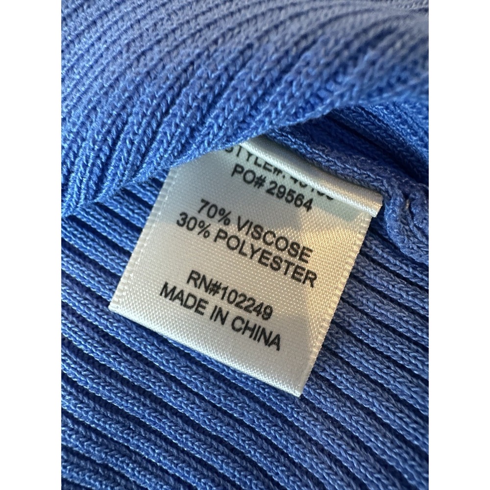 Skies Are Blue Womens Blue Knit Cap Sleeve Lace Detail Top Size L - Picture 5 of 5